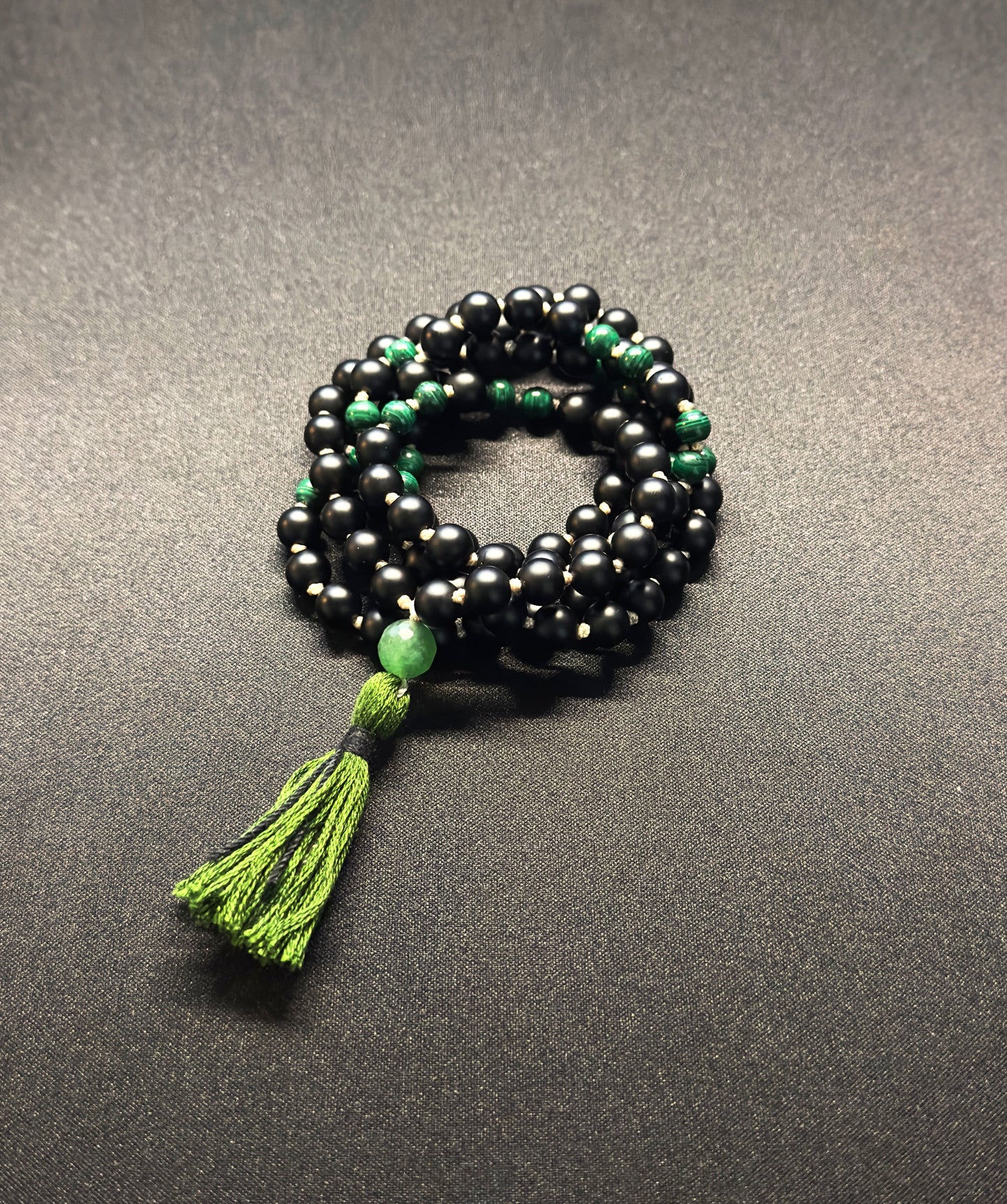 Black Onyx and Malachite Mala