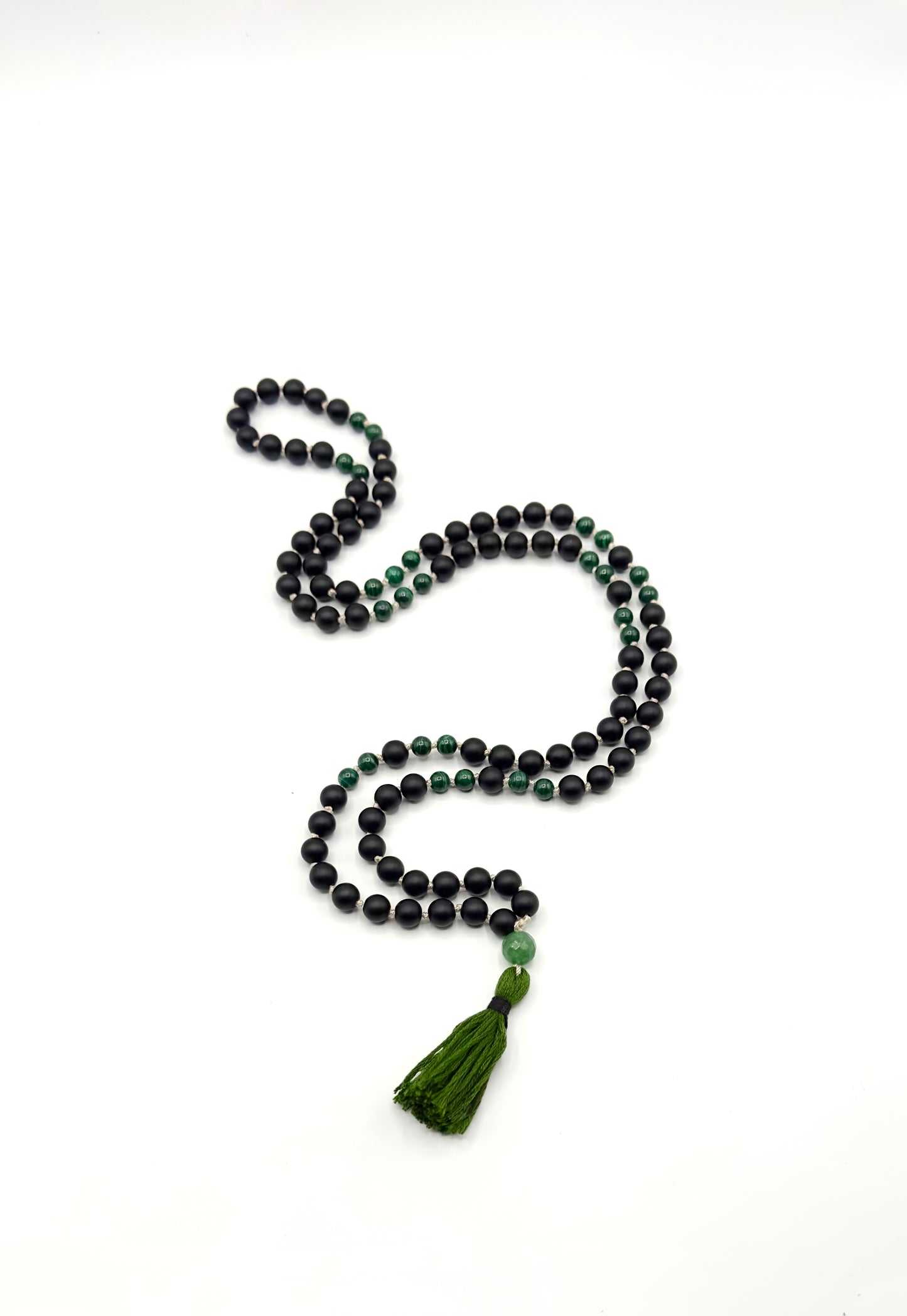 Black Onyx and Malachite Mala